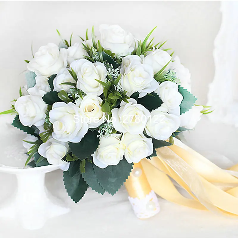 Высококачественный, цвета шампанского цветок розы водопад Свадебные букеты Бисероплетение капли воды молоко белая роза из искусственных цветов, для невесты букет - Цвет: same as pic