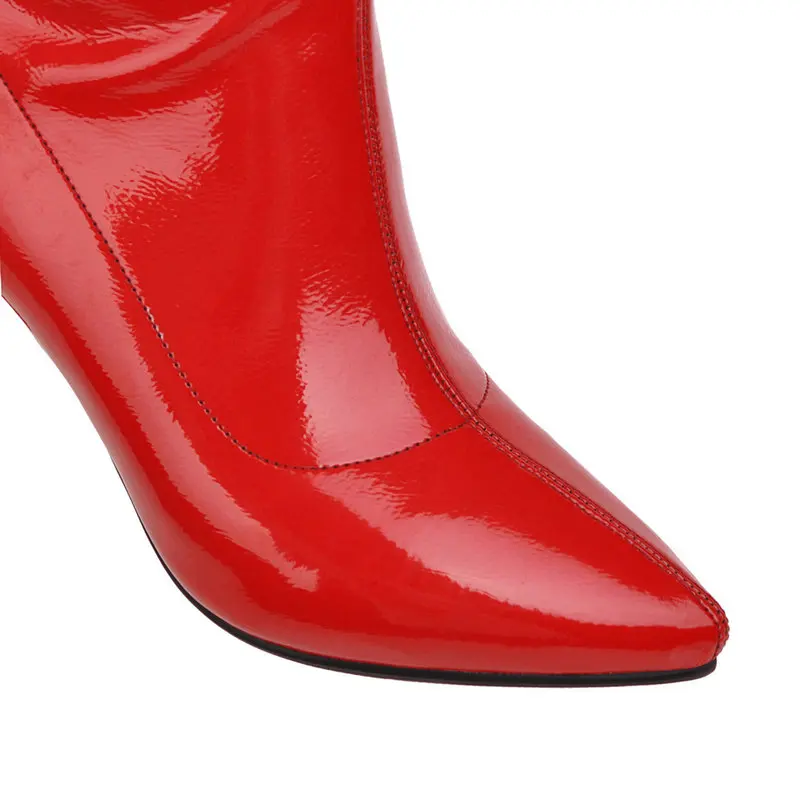 TXCNMB Boots Women High Quality Sewing Short Plush Winter Shoes Thin High Heels Mid-calf Boots Ladies Boots Size 34-43