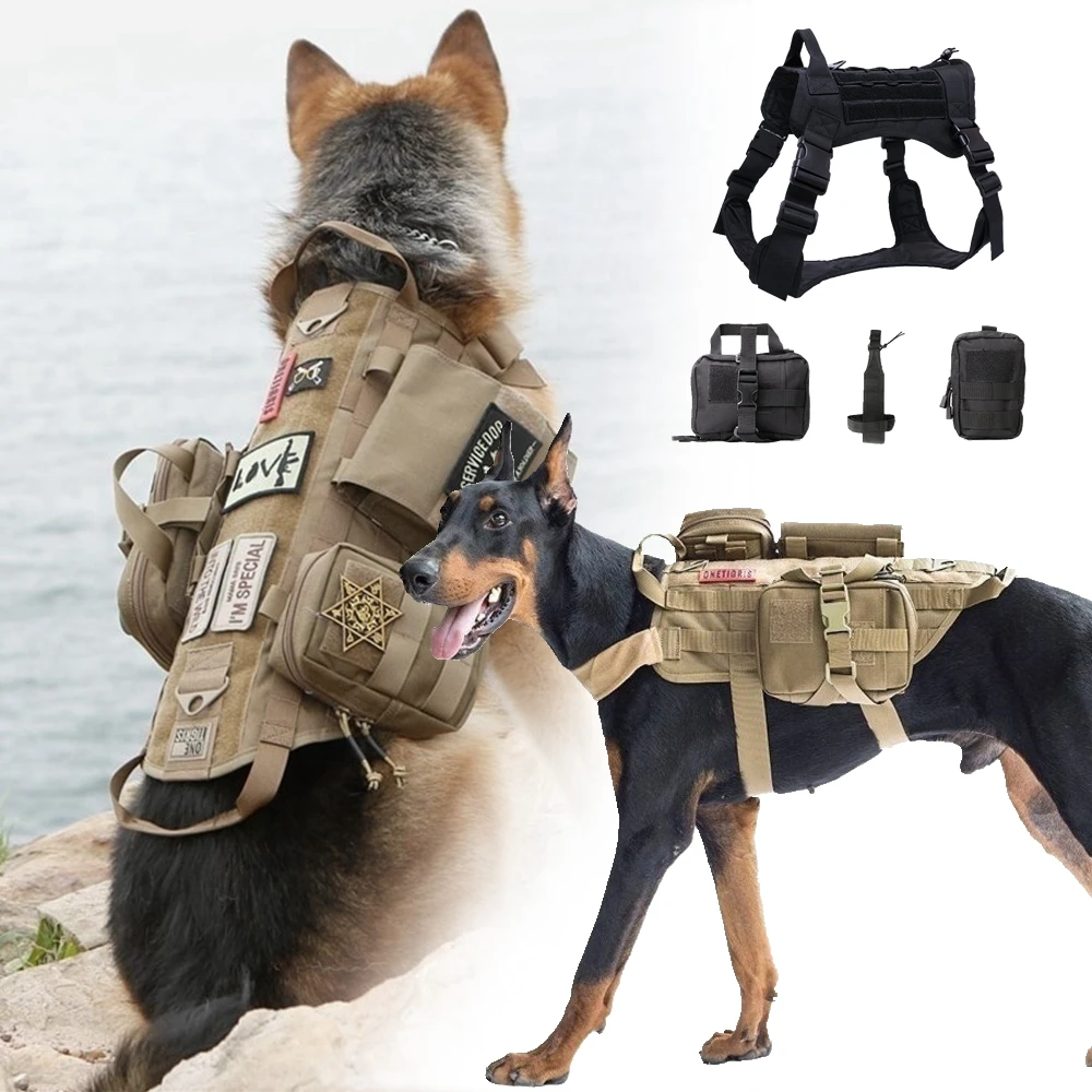 Нейлоновый армейский Тактический тренировочный жилет для собак, Питбуль, овчарка, охотничье оборудование, многофункциональная сумка для собак, военная куртка