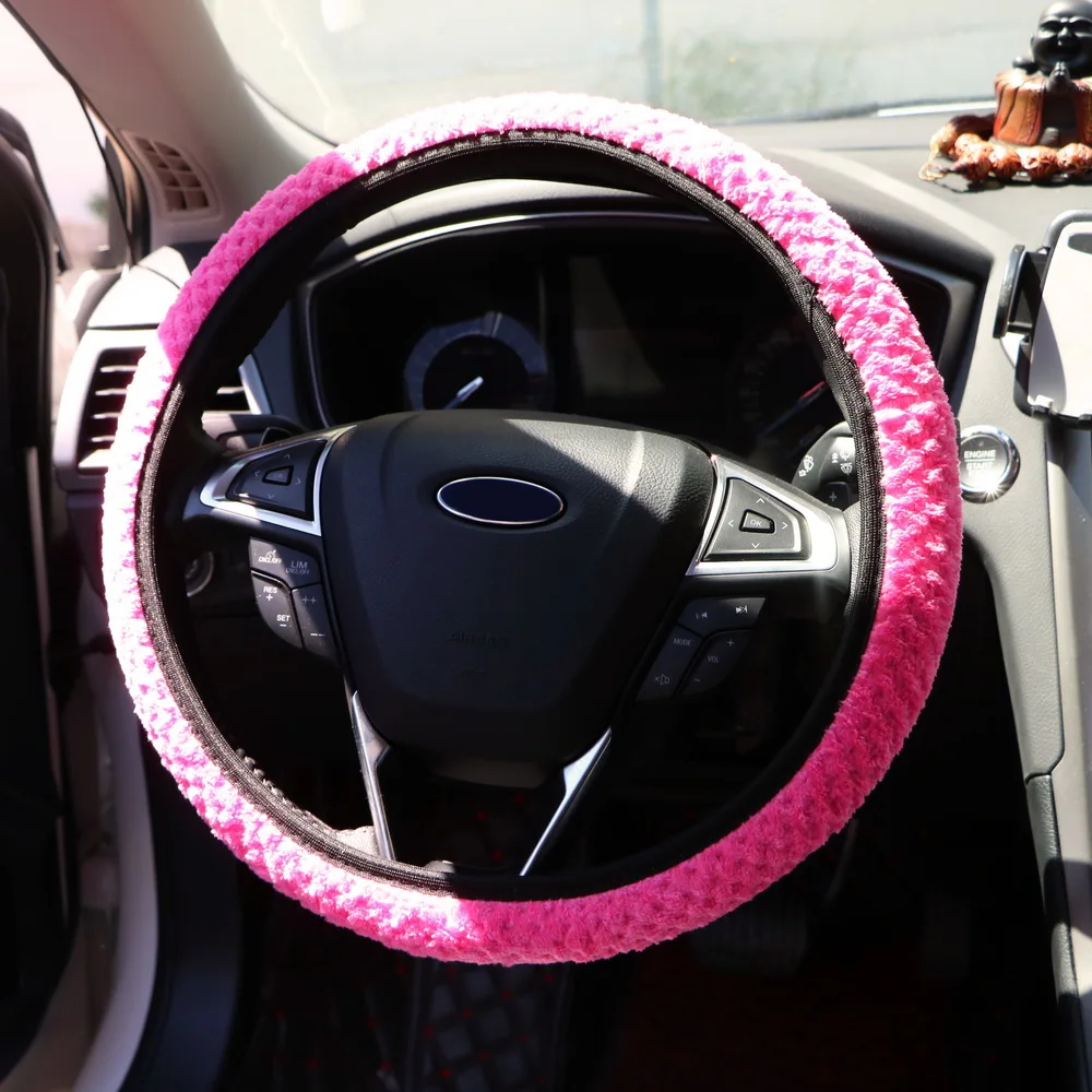 

FORAUTO Car Steering Wheel Cover Pearl Velvet Winter Soft Warm Plush Car Accessories Universal Car-styling Auto Decoration