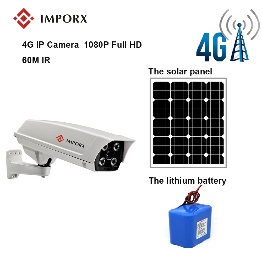 

4G 1080P IR60M Bullet IP Camera with solar panel