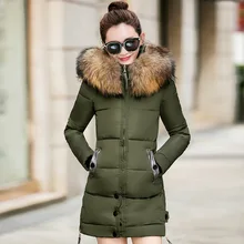 Winter Women’s Clothing new Long section Slim Hooded Cotton jacket Big collar Cotton clothing Parkas jacket