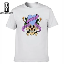 

2018 Summer kills love slowly printing T Shirt Man Short Sleeve Tshirt Euro Size Hip Hop Men Top Tees Creative skull T-shirt