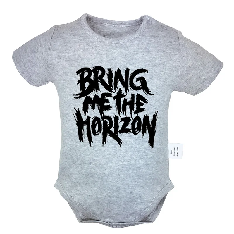 Одежда для новорожденных девочек и мальчиков от 6 до 24 месяцев с принтом рок-группы «death metal» комбинезон с короткими рукавами хлопок - Цвет: Baby672GD