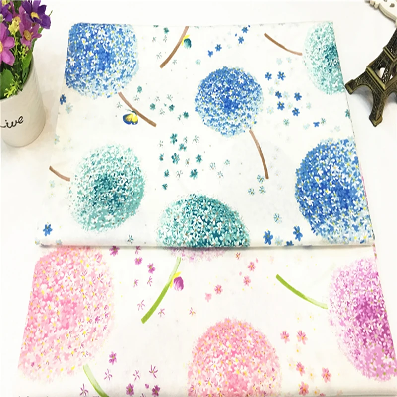 

Romantic 50x160cm Colorful Big Dandelion Flower Printed Cotton Fabric for quilting bedding cloth DIY sewing