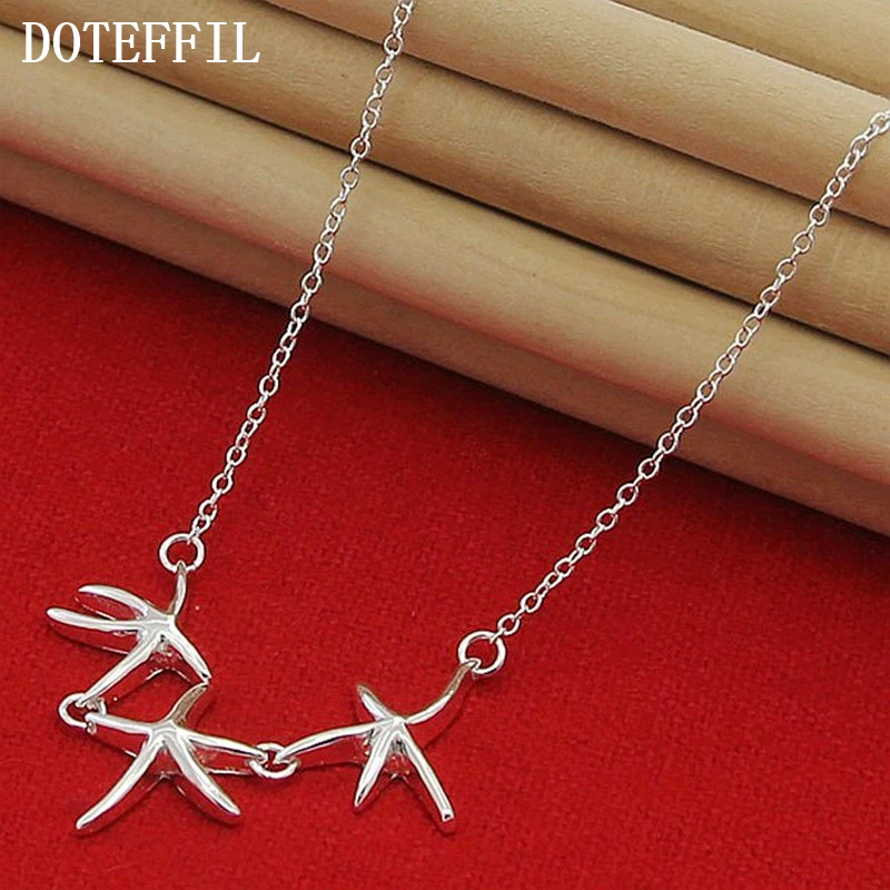 

Free Shipping 925 Silver Jewelry Necklace Three Starfish Necklace Fashion Jewelry Necklace Wholesale Price