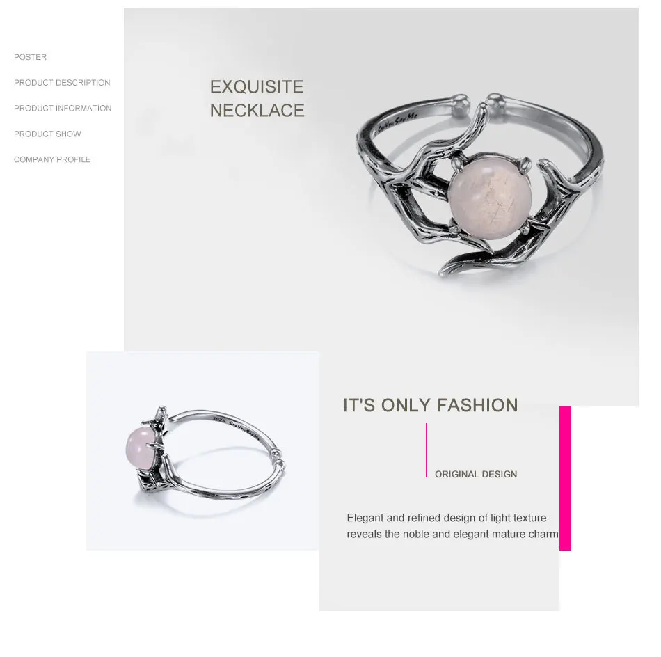 Say-You-Say-Me-925-Sterling-Silver-Branch-Rings-Unisex-Wedding-Engagement-Opening-Jelly-Pink-Glass-T08