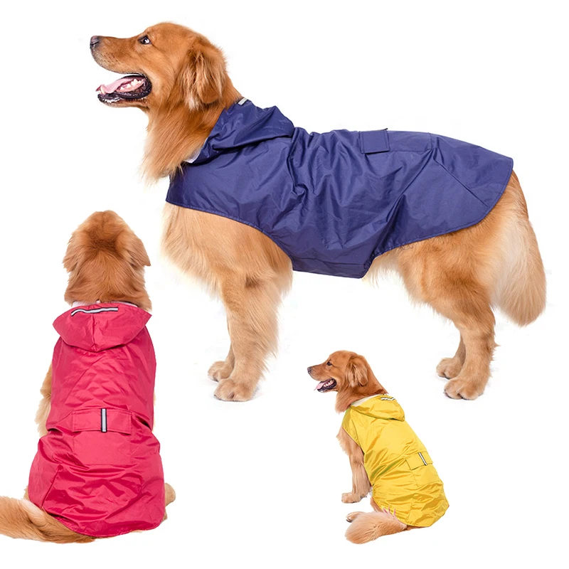 

GLORIOUS KEK 3XL-6XL Large Dog Raincoat Waterproof Dog Clothes Safety Reflective Breathable Mesh Lining Rain Jacket for Big Dogs