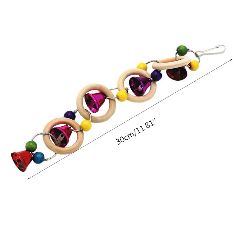 1 pcs Parrot Toys Wooden Rings Bells Hanging Cage Bird Parakeet Swing Chewing Bite Pendant Bird cage accessories Toys Supplies