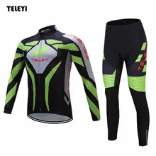 TELEYI Men’s Team Cycling Ropa Ciclismo Outdoor Long Sleeve Jersey (BIB) Pants Set Bike Bicycle Sportswear Clothing S-4XL
