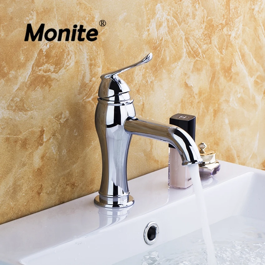 

Monite Bathroom Basin Sink Faucet Bathroom Faucets Stream Spray Chrome Brass Polished Deck Mount Mixer Tap Single Handle