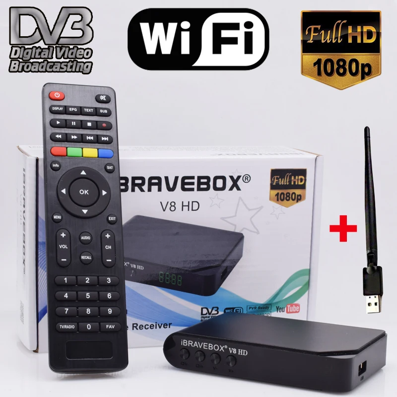IBRAVEBOX V8 HD DVB-S2 спутниковый ТВ ресивер декодер Полная поддержка HD 7 резких перемен температуры Италия Испания арабский CCCam через USB RT5370 wi-Fi антенн