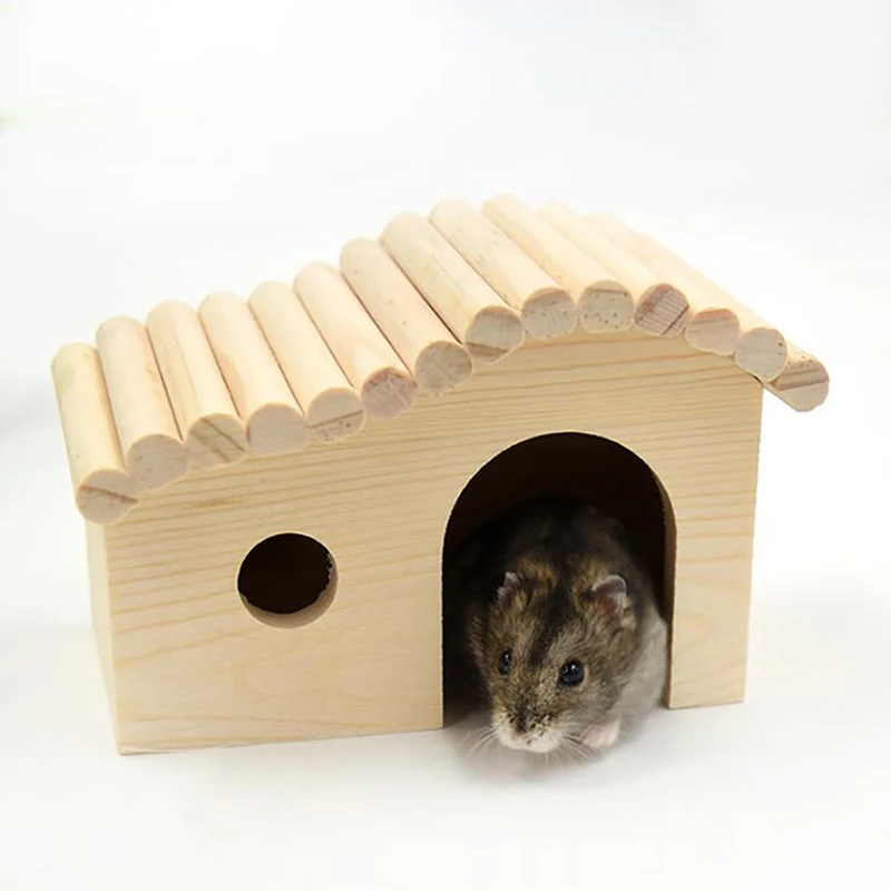 

Small Pet House Hamsters Nest Wooden Nontoxic Small Solid Durable Cute Pet House Cottage Nest For Hamster Pets Mice