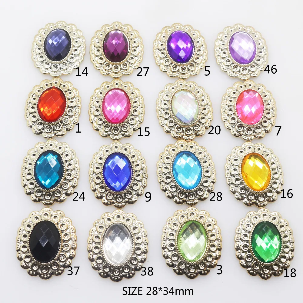 

2018 Hot High Quality 10Pcs/Lot 28*34mm Gold Plastic Buttons Oval Diy Flatback Button Webbing Decoration accessories