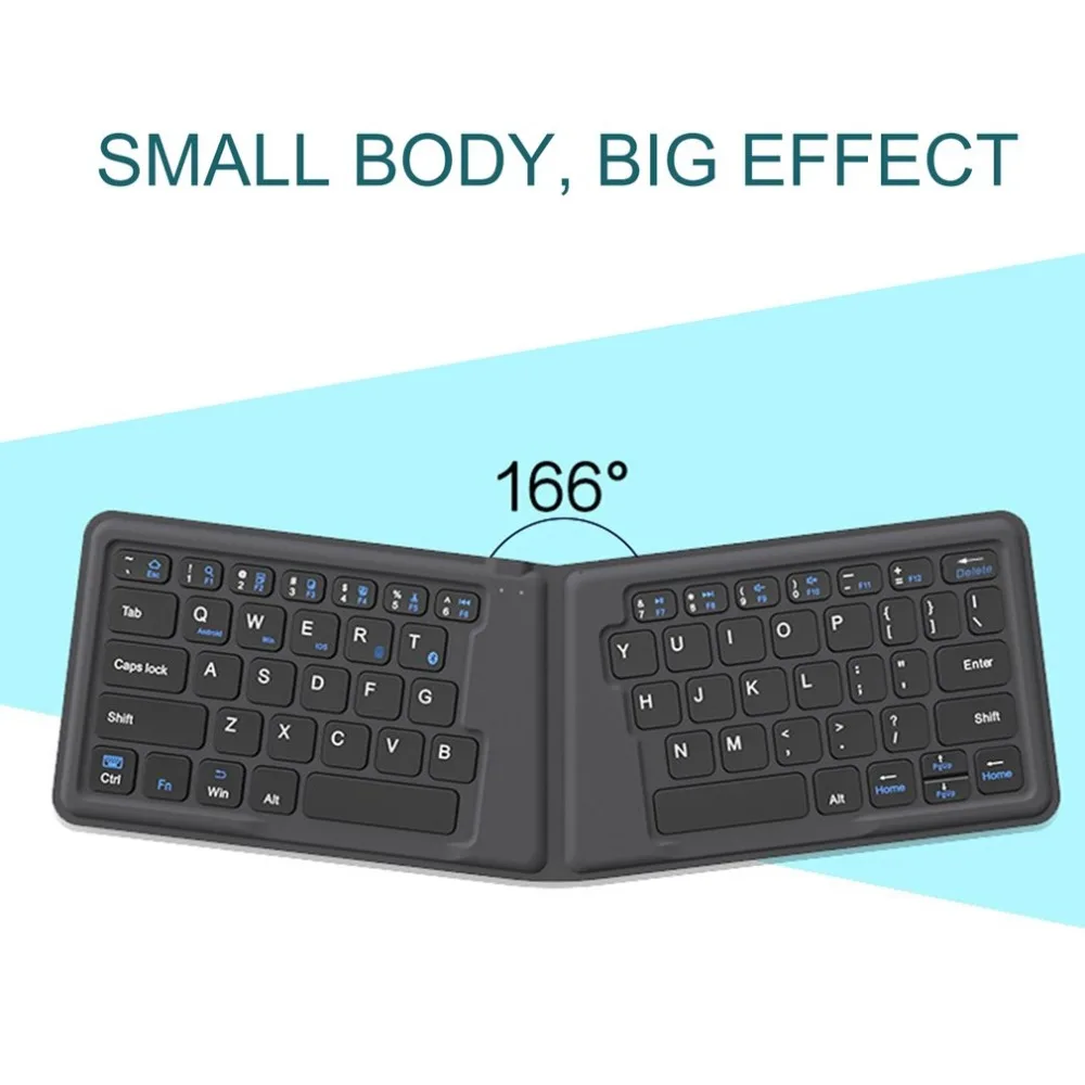 

Foldable Bluetooth Keyboard Pocket Portable Universal Rechargable with Battery for iOS /Android /Windows PC Tablet HB188D