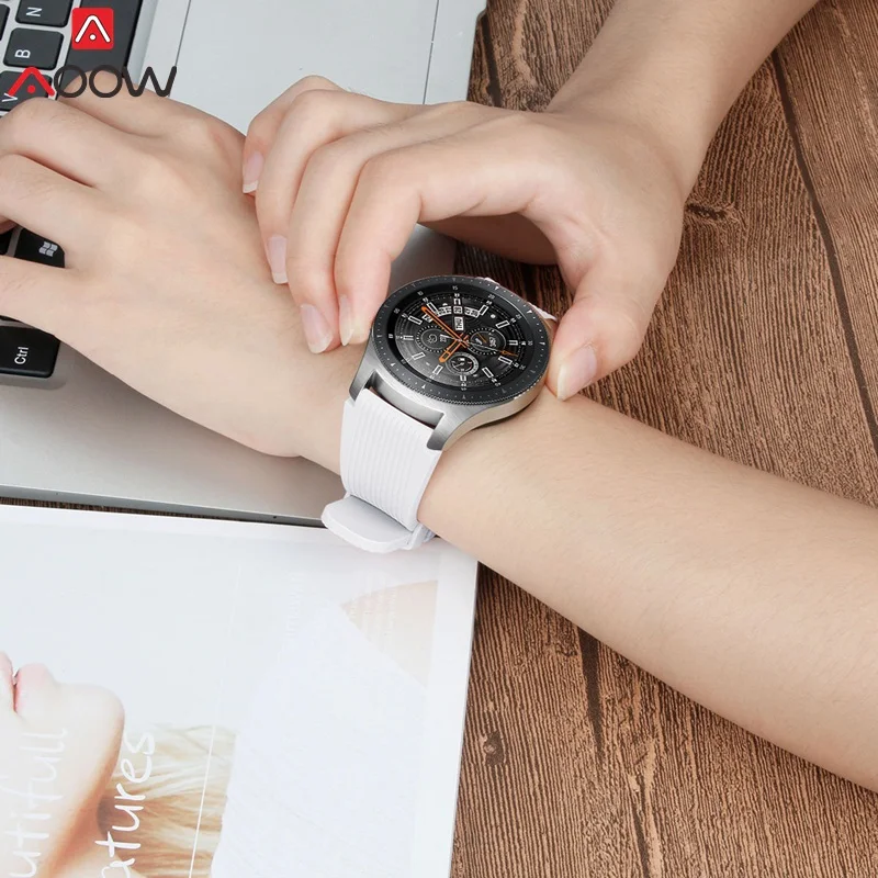 AOOW Newest Silicone Watchband for Samsung Galaxy Watch 46mm Version SM-R800 Striped Rubber Replacement Bracelet Band Strap 22mm AOOW Newest Silicone Watchband for Samsung Galaxy Watch 46mm Version SM-R800 Striped Rubber Replacement Bracelet Band Strap 22mm
