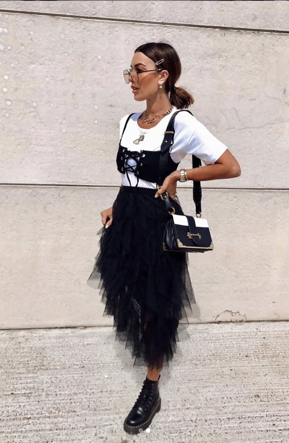 Summer Fashion Women Girls Double Layers Tulle Pleated Retro Long Maxi Skirt Tulle Mesh Boho Party Beach Holiday Skirts