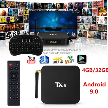 

TX6 Smart Android 9.0 TV BOX 4G 32G BT 4.1 Support Dual Wifi 2.4G/5GHz Youtube H.265 Set Top Box Media Player