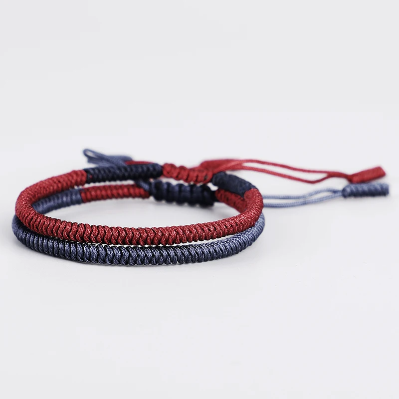 

2018 New Style Handmade Multi Color Tibetan Buddhist Handmade Knots Lucky Rope Bracelet Blessed Bracelets & Bangles 2pcs\set