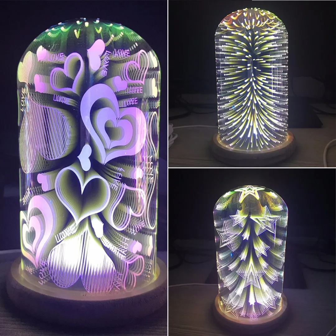 1pc 3D USB Glass Starburst Colorful LED Table Lamp Accent Bedside Night Light Decor 2019 Newest