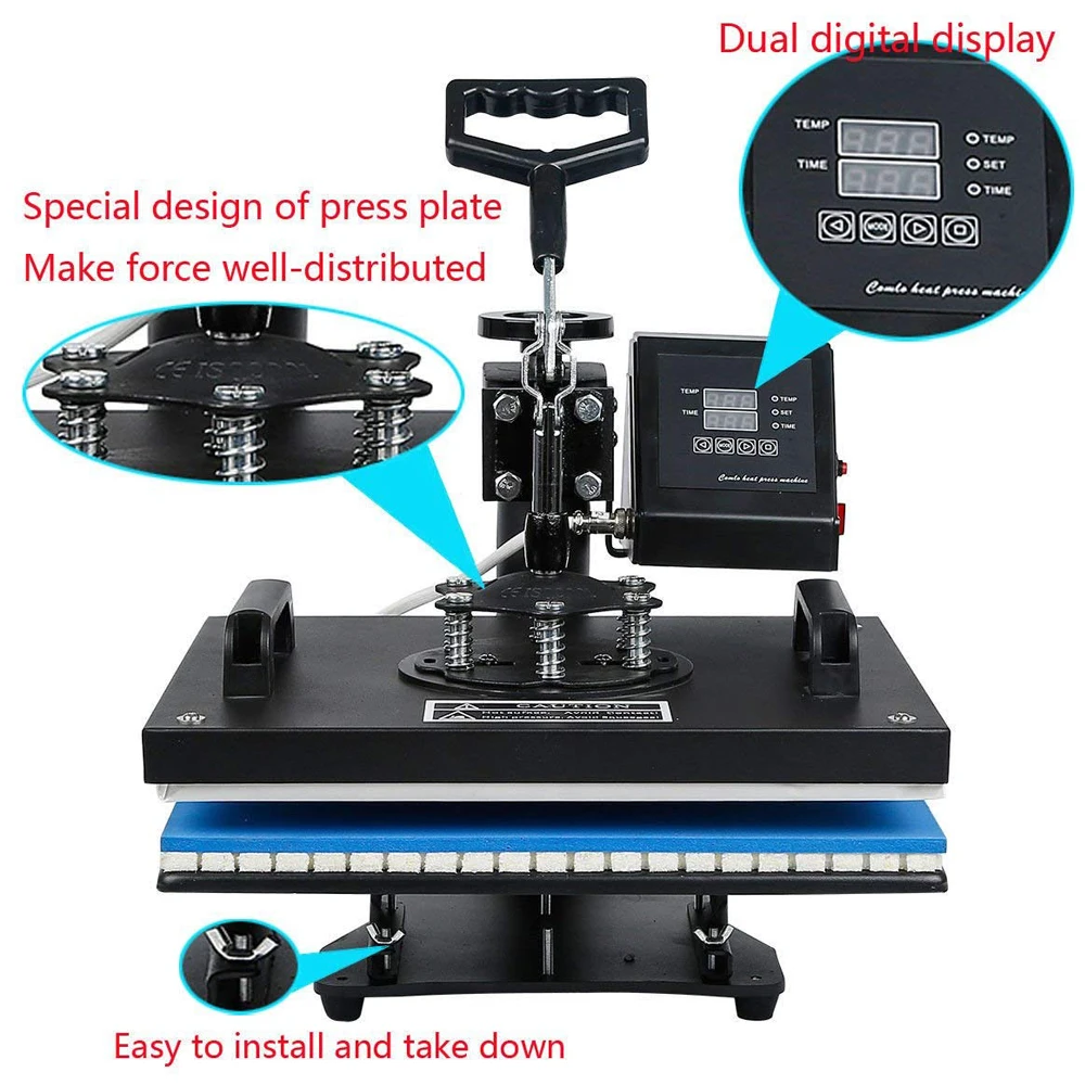 Excellent Promotion double display 30*38CM 8 in 1 Combo Heat press Machine Sublimation Printer for t shirt/mug/glass frame/phone cases 2