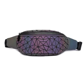 

Rainbow Transparent Chic Purse Fashion Waist Packs Geometry luminous color Changing chest bag PU Travel Cashier Pouch