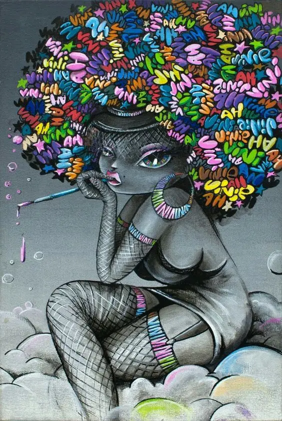 MUTU афро-Американский граффити искусство сексуальная девушка настенная живопись на холсте Печать и плакаты домашний Декор картина для гостиной без рамки - Цвет: RW 1-1