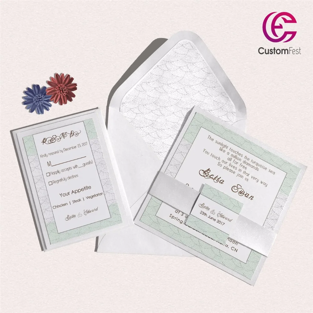 Pink Green Wedding Invitations Fuchsia Pink Lime Green And White Wedding Invitations With Ribbon Glitter A Pair