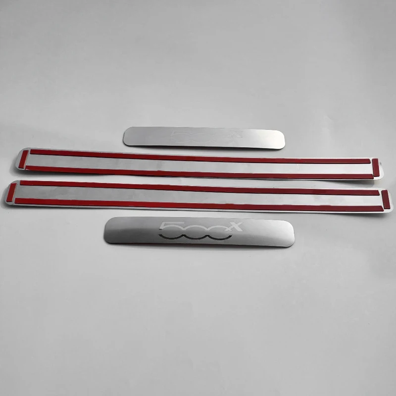 for Fiat 500x Accessories- Car Sticker Stainless Scuff Plate Door Sills Trim Protector