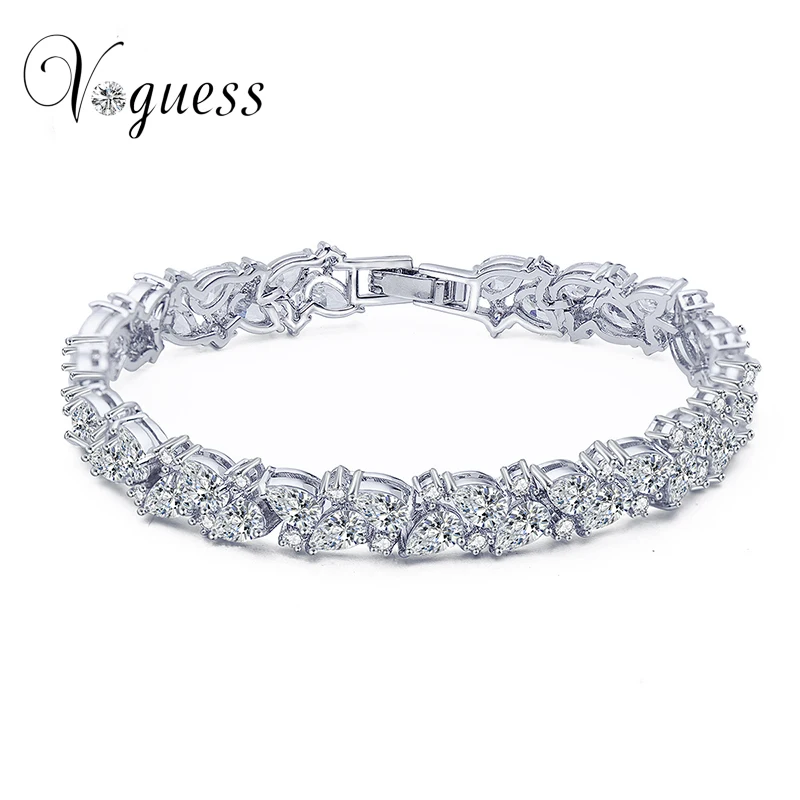 

VOGUESS Luxury Bridal Bracelet AAA White Cubic Zircon Genuine Austrian Crystal Women Bracelet For Wedding Jewelry