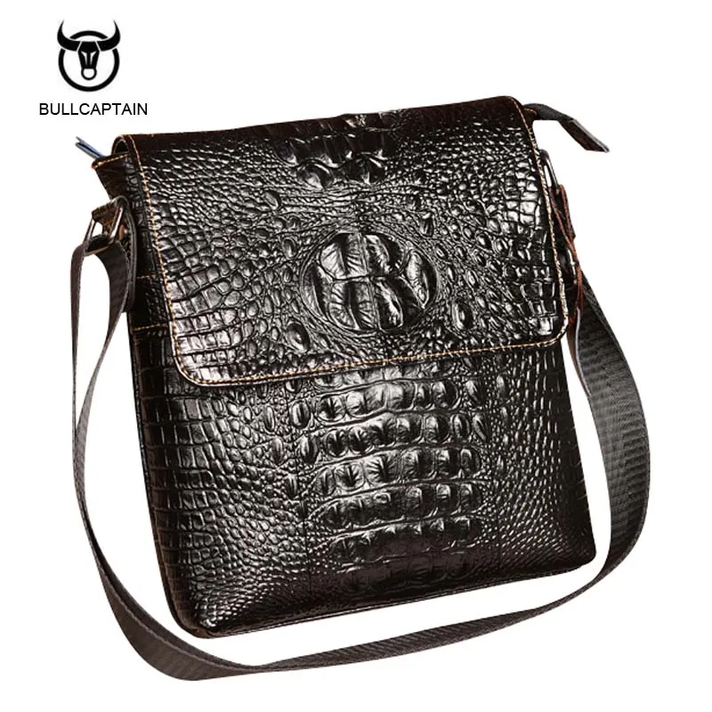 

Bullcaptain high quality genuine leather men bag business casual alligator shoulder bag Messenger bag crocodile grain bag