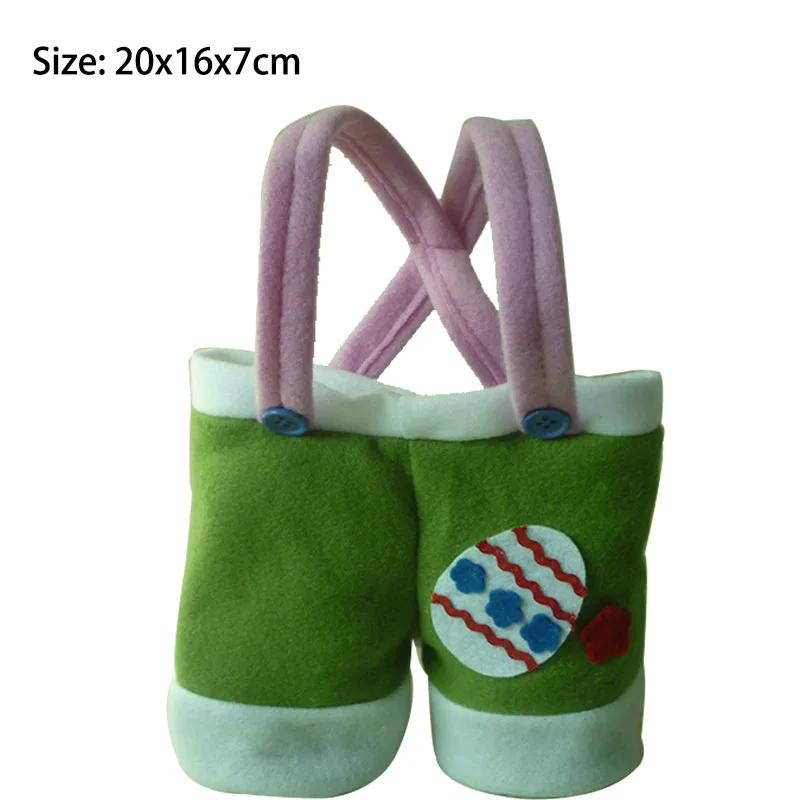 Праздничный-зона 1/2 шт Пасхальный кролик уха сумки кролик конфеты, снек сумка пасхальные корзины подарки для детей сумка DIY украшения ко дню рождения - Цвет: ZZC099-green