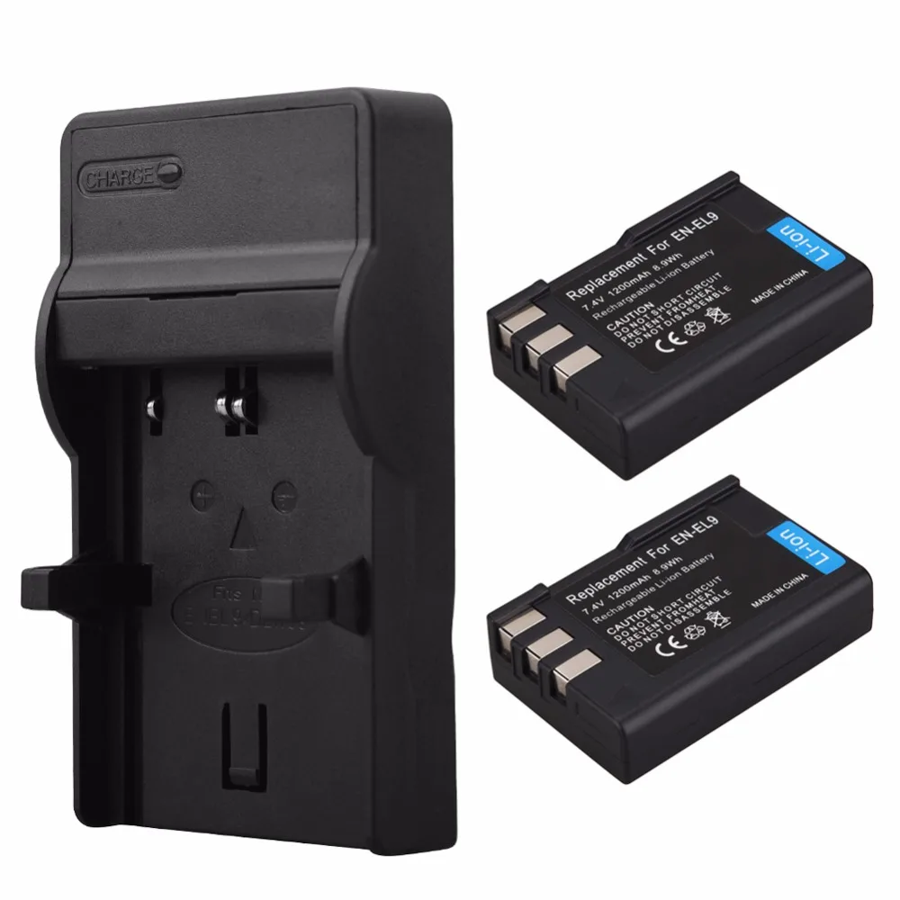 2x1200mah EN EL9 EL9A литий ионный аккумулятор для цифровой камеры + USB зарядное устройство