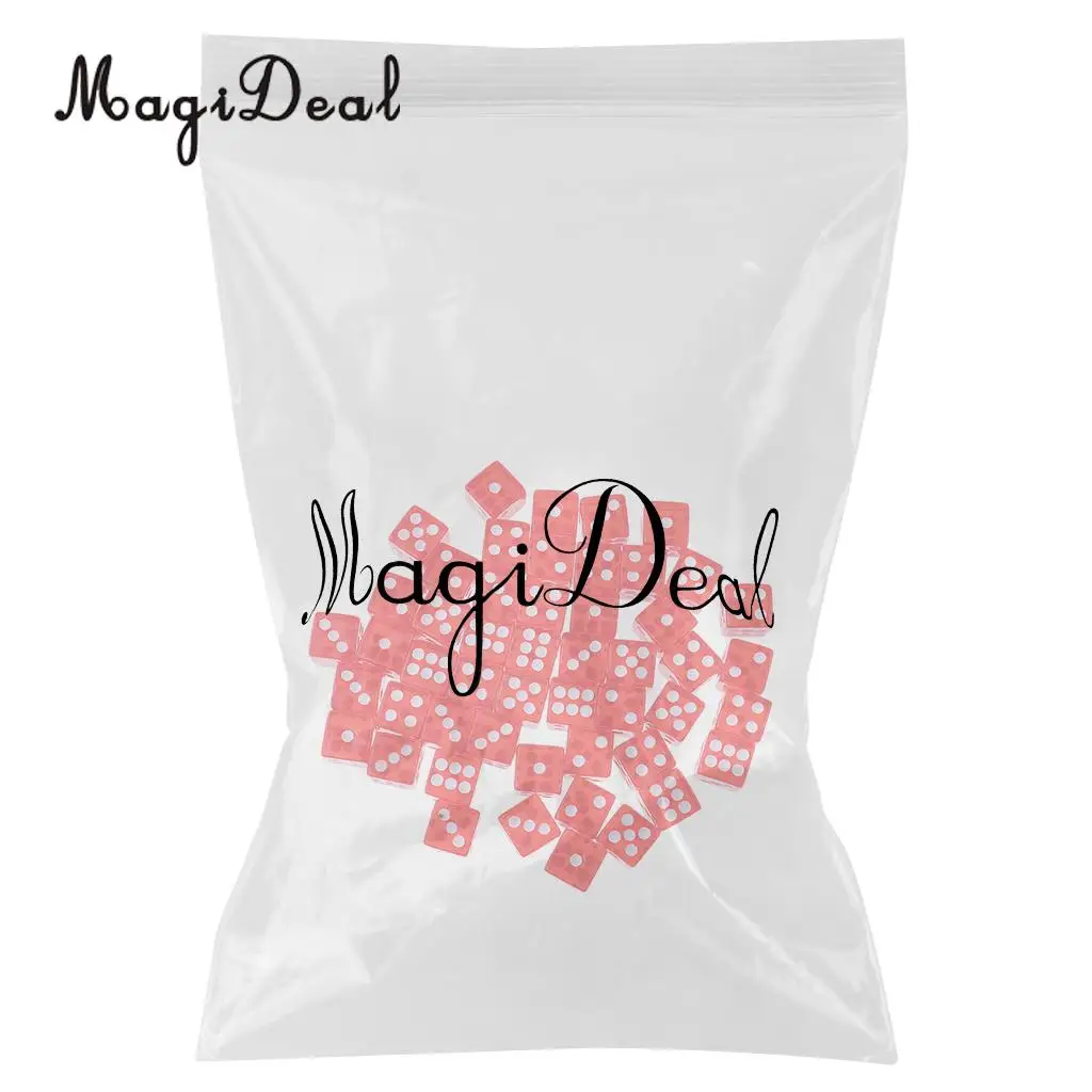 MagiDeal Hot Durable 50Pcs 12mm Acrylic Dice for Die RPG MTG Board Game Bar Club Pub KTV Entertainment Suppy Novelty Gifts Red