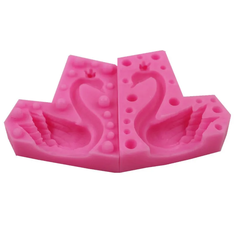 3D Wearing Crown Swan Fondant Cake Silicone Mold Chocolate Mold DIY Cake Baking Decoration Tool A1724