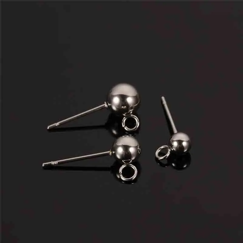 20pcs/lot Hypoallergenic Stainless Steel Ball Stud Earring Posts with