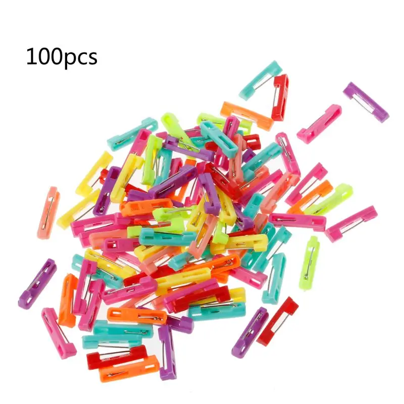 

100Pcs Mixed Scarf Safety Pin Hijab Brooch Safety Locking Baby Cloth Nappy Pin