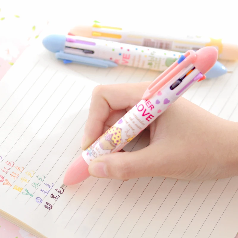 

1pc 7 Color Rainbow Ball Pen Korean Creative Stationery Cartoon Cute Pressed Color Pen Multicolor Refills 0.5mm Ballpoint Pen