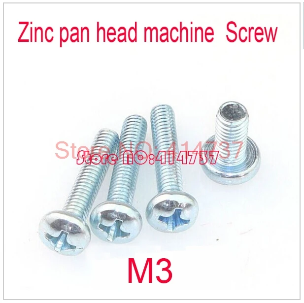 

200pcs/lot M3 Steel with Zinc Phillips pan head (Cross recessed pan head) machine Screw Length 6mm-50mm