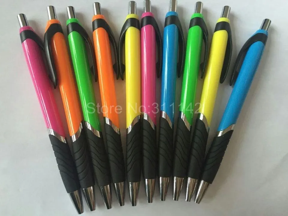 US $228.00 New design click plastic ball pen colorful cheap price promotional plastic ball pen with customized logo