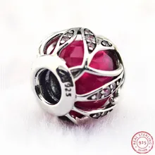 925 пробы Серебряный Королевский Красный природы сияние бусины с четкими CZ DIY Fit PANDORA Подвески для женщин ювелирных изделий FL634A
