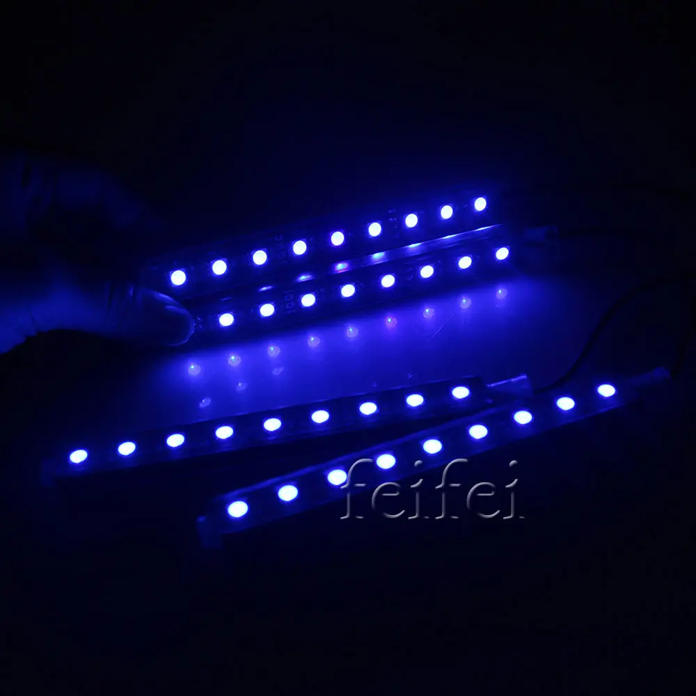 4X DC12V 9 SMD 10 Вт 4 шт. 5050 авто LED RGB подкладке Этаж Декоративные Атмосфера полосы путь