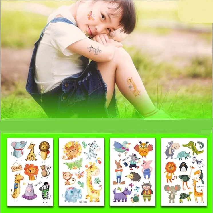 

5Pcs Cartoon Animal Temporary Tattoo Sticker Tiger Flamingo Cute Body Art Waterproof Tattoo Sticker Children Birthday's Gif