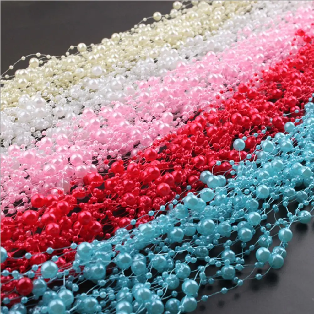 1 3 Meters Fishing Line Artificial Pearls Beads Chain Garland Flowers