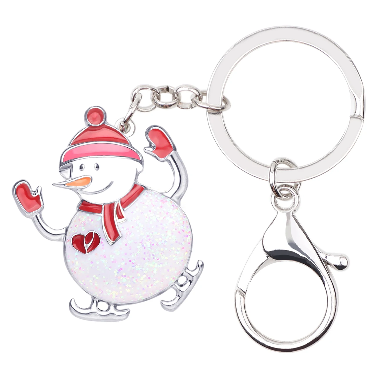 WEVENI المينا سبائك عيد الميلاد التزلج ثلج مفتاح سلسلة المفاتيح حلقة حامل نافيداد هدية مجوهرات للنساء الفتيات حقيبة سحر 2019