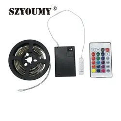 SZYOUMY 100 200 см батарея Светодиодная лента RGB 5050 SMD 30 60 светодиодный s водостойкий гибкий ремешок свет + пульт дистанционного управления +