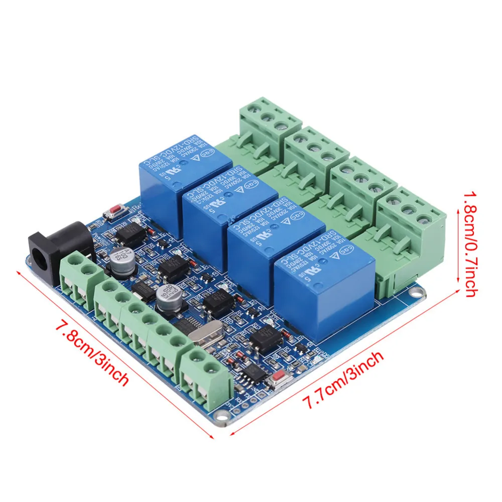 4-Канальный Релейный модуль доска STM8S103F3 DC 12V микроконтроллер RS485 Связь