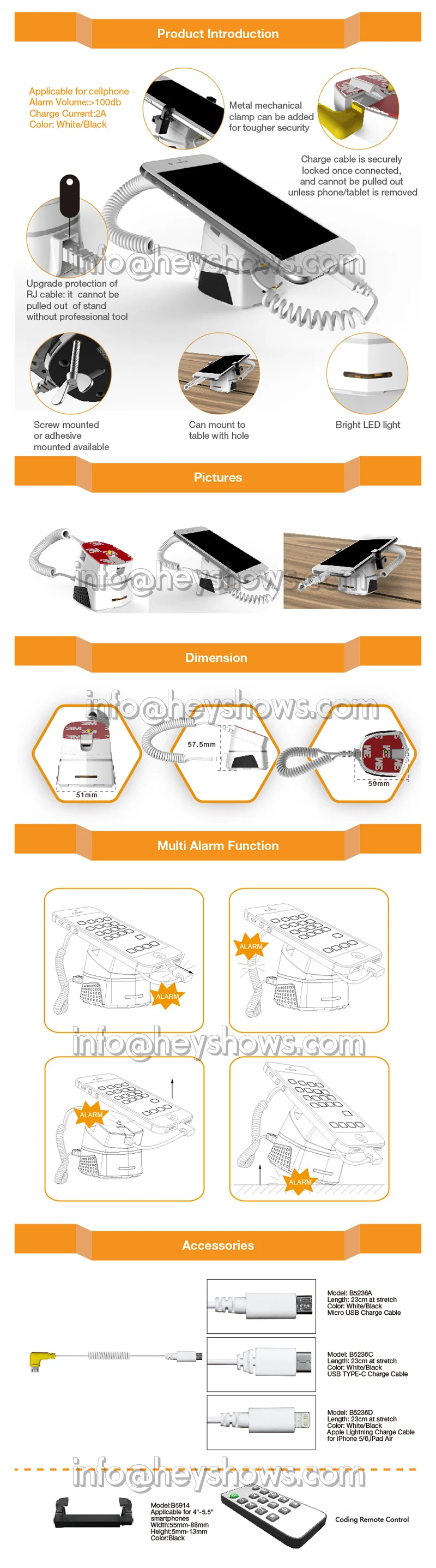 Remote Control Mobile Phone Security Display Stand Charging Iphone Anti Theft Alarm System Smartphone Burglar Alarm With Claw ring alarm pad