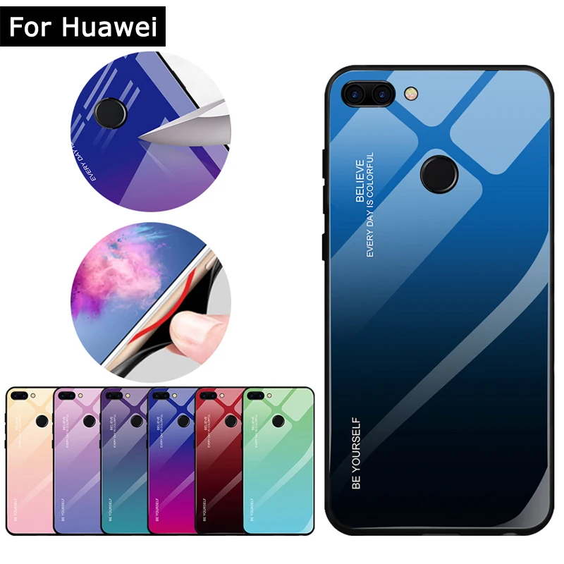 Стекло чехол для huawei Honor P20/Nova 3 3i/Коврики 10 20/P Smart/Magic 2/8X/9/10 Pro Lite градиент закаленное Стекло Fundas