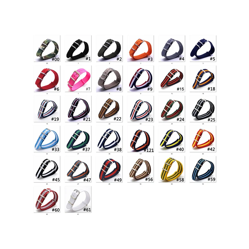 

10 pcs 24mm Watchband High Quality Hot Sale Fashion Nylon Nato Watch Strap Band Lady Man Woman Boys Girls Unisex Watchstrap Belt